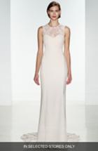 Women's Nouvelle Amsale Myka Sleeveless Illusion Lace & Crepe Column Gown, Size - White