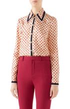 Women's Gucci Heart & Clover Gg Silk Twill Blouse Us / 36 It - Pink