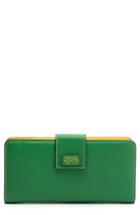 Women's Frances Valentine Jefferson Slim Calfskin Leather Wallet - Green
