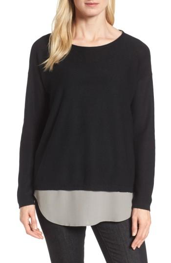 Women's Eileen Fisher Tencel & Wool Boxy Sweater - Black