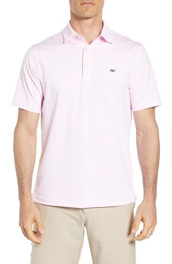 Men's Vineyard Vines Color To White Feeder Stripe Polo - Pink