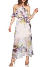 Women's Cece Danielle Tropical Print Cold Shoulder Maxi Dress - Pink