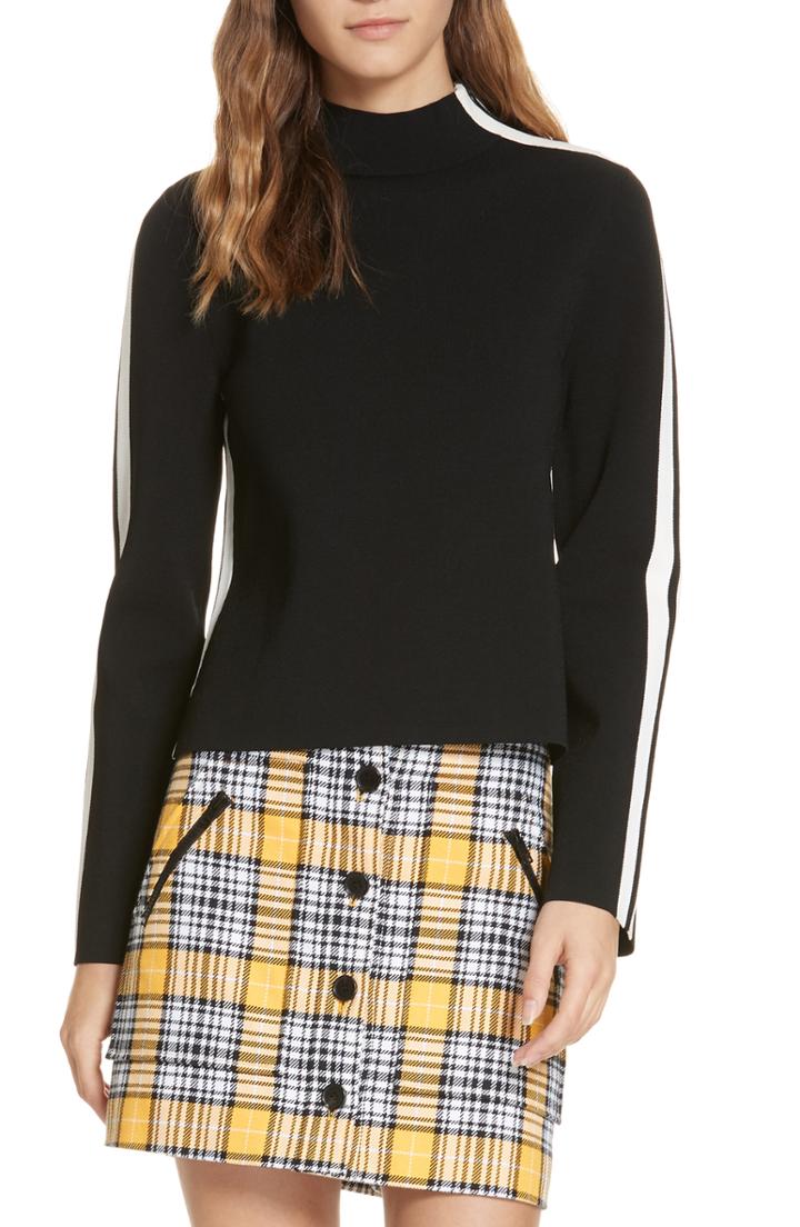 Women's Veronica Beard Retha Side Stripe Sweater - Black