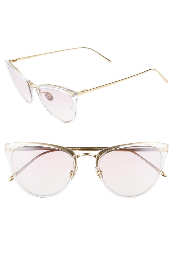 Women's Linda Farrow 53mm Gold Gradient Cat Eye Sunglasses - Clear/ Light Gold