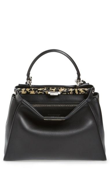 Fendi 'peekaboo' Leather Satchel With Plexiglas Trim -