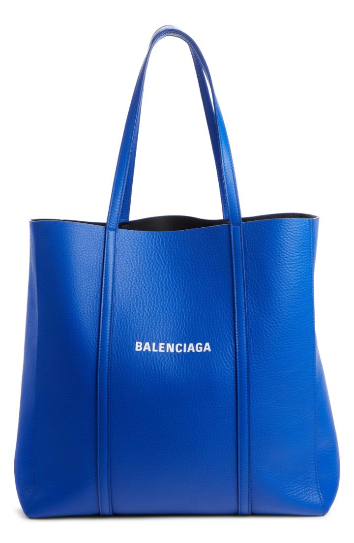 Balenciaga Small Everyday Logo Calfskin Tote - Blue