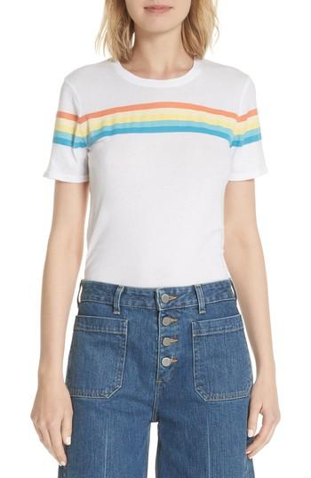 Women's Elizabeth And James Rainbow Stripe Tee - White