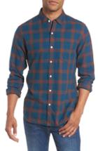 Men's Bonobos Slim Fit Check Brushed Twill Sport Shirt, Size R - Blue