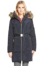 Women's Michael Michael Kors Faux Fur Trim Belted Down & Feather Fill Parka