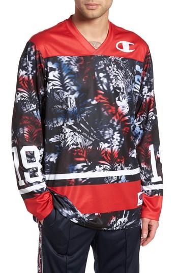 Men's Champion Print Hockey Jersey, Size - Red