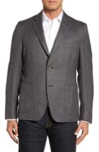 Men's Flynt Classic Fit Herringbone Wool & Cashmere Jersey Sport Coat R - Grey