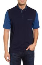 Men's Thomas Dean Colorblock Button Down Polo, Size - Blue