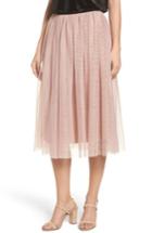 Petite Women's Halogen Tulle Midi Skirt, Size P - Pink
