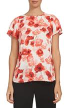 Women's Cece Floating Poppies Print Blouse - Pink