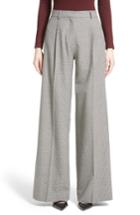 Women's Victoria Beckham Houndstooth Wool Wide Leg Pants Us / 6 Uk - Black
