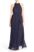 Women's Eliza J Pleated Chiffon A-line Maxi Dress - Blue