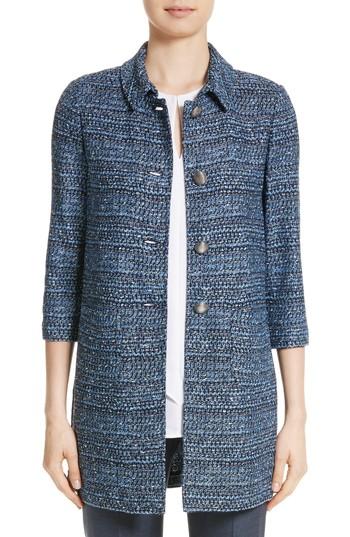 Women's St. John Collection Patch Pocket Knit Topper - Blue
