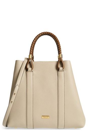 Michael Kors Skorpios Calfskin Leather Shoulder Tote - Beige