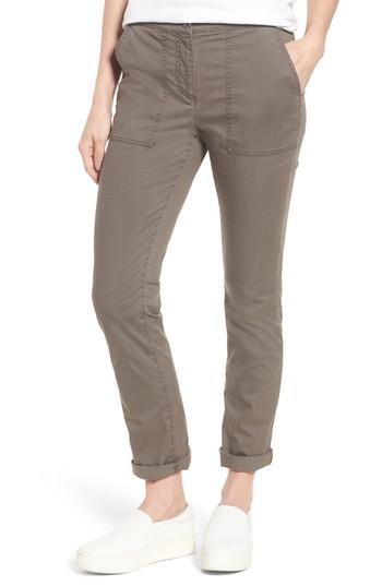 Women's Eileen Fisher Slim Organic Cotton Blend Pants - Grey