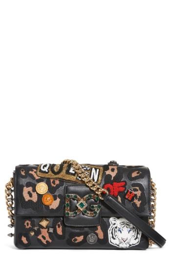 Dolce & Gabbana Millennials Embellished Leather Shoulder Bag - Black