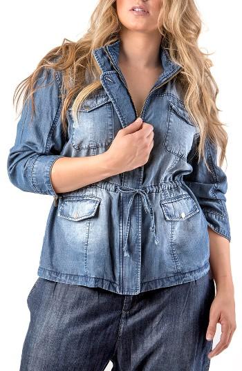 Women's Standards & Practices Abby Zip Front Hooded Denim Jacket