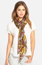 Women's La Fiorentina Swirl Pattern Silk Scarf, Size - Red