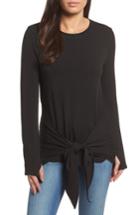 Women's Caslon Off-duty Tie Front Sweatshirt - Black