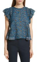 Women's Sea Khloe Pompom Trim Top - Blue