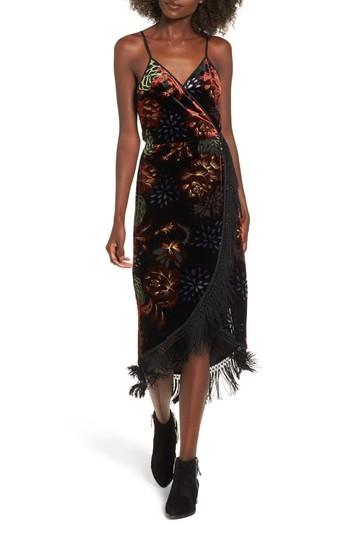Women's Band Of Gypsies Romantic Burnout Wrap Dress - Black