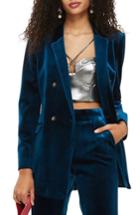 Women's Topshop Bonded Velvet Cigarette Trousers Us (fits Like 0) - Blue