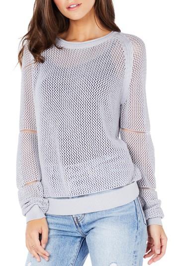 Women's Michael Stars Open Stitch Sweatshirt, Size - Grey