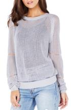 Women's Michael Stars Open Stitch Sweatshirt, Size - Grey