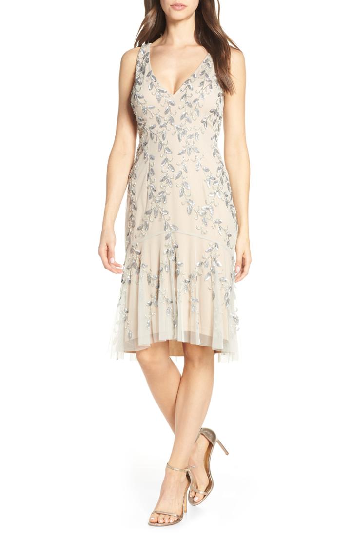 Women's Adrianna Papell Beaded Cocktail Dress - Metallic