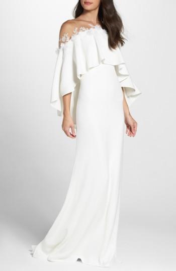 Women's Tadashi Shoji Off The Shoulder Popover Gown
