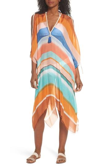 Women's Pool To Party Stripe Cover-up Caftan, Size - Orange