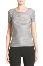 Women's Armani Collezioni Striped Piped Jersey Tee Us / 40 It - Grey