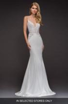 Women's Blush By Hayley Paige Xenia Beaded Crepe Mermaid Gown, Size In Store Only - Ivory