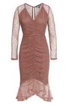Women's 4si3nna Ruched Front Cutout Lace Dress, Size - Brown