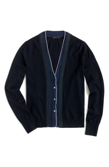 Women's J.crew Double Layer Pj Harlow Cardigan, Size - Blue