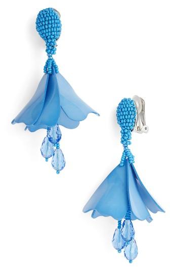 Women's Oscar De La Renta Small Impatiens Flower Drop Clip Earrings