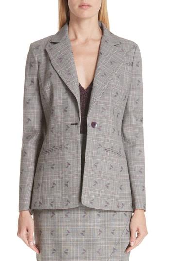 Women's Altuzarra Floral Plaid Jacket Us / 46 Fr - Black