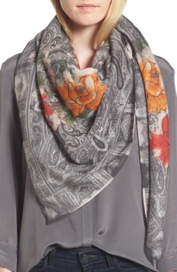 Women's Etro Cashmere Square Scarf, Size - Black