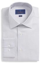 Men's David Donahue Trim Fit Check Dress Shirt .5 - 32/33 - Beige