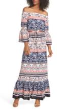 Women's Eliza J Off The Shoulder Tie Waist Maxi Dress - Blue