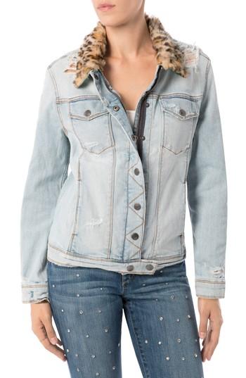 Women's Sam Edelman The Harper Faux Fur Collar Jacket - Blue