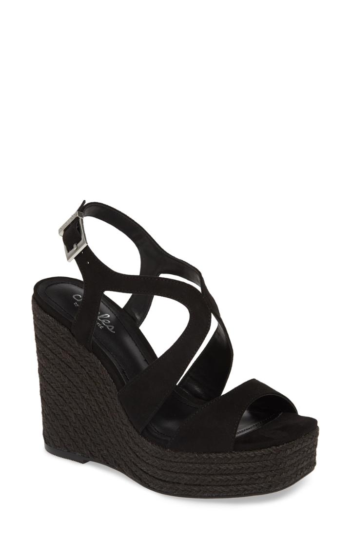 Women's Charles By Charles David Damon Platform Wedge Sandal .5 M - Black