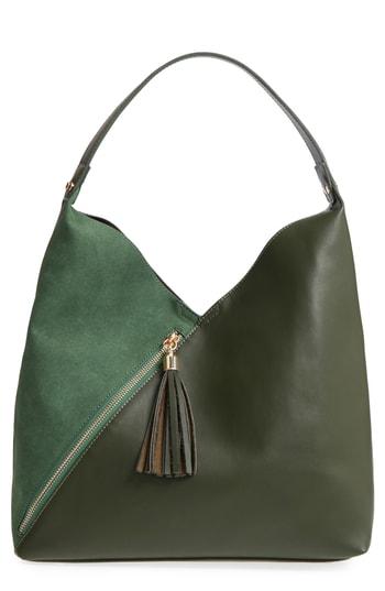 Leith Asymmetrical Zip Faux Leather Tote Bag & Zip Pouch - Green