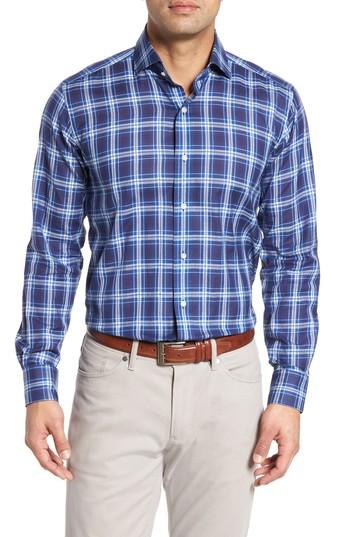 Men's Peter Millar Collection Paradise Plaid Sport Shirt - Blue/green