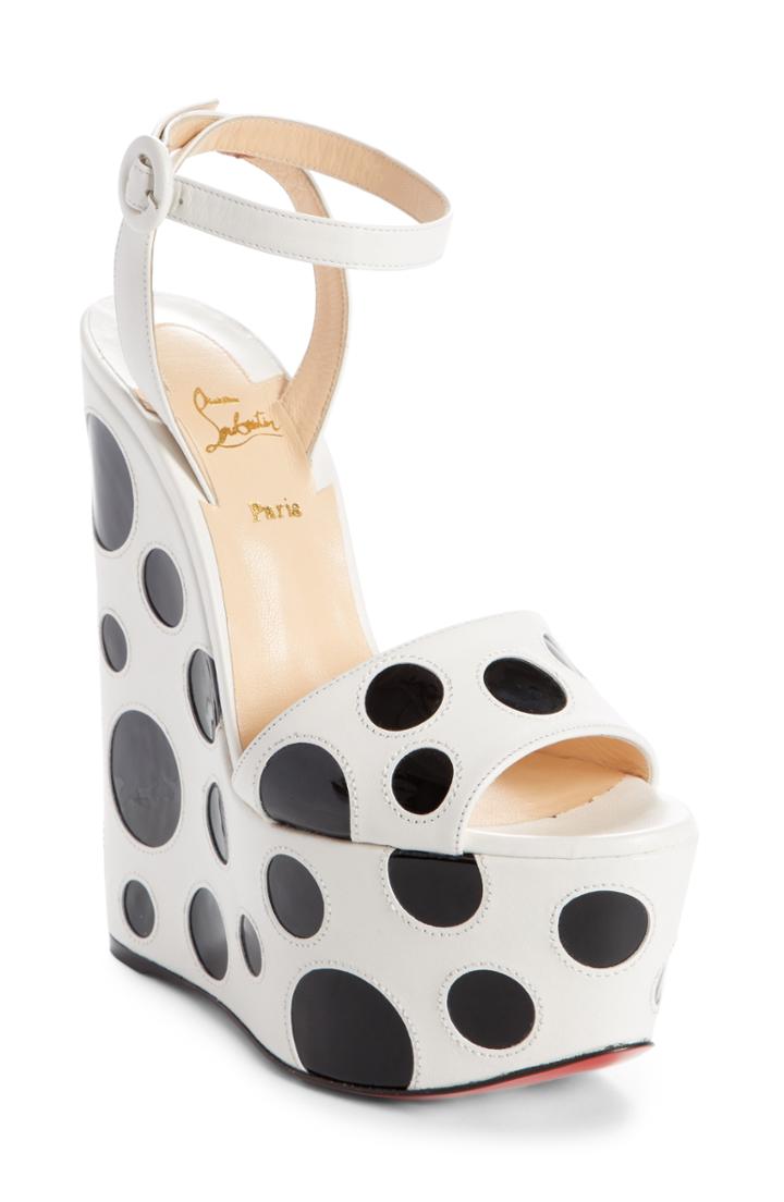 Women's Christian Louboutin Bibariellita Bubble Up Wedge Sandal Us / 38eu - White