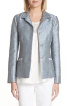 Women's Lafayette 148 New York Jasmine Stripe Linen Blend Blazer - Blue